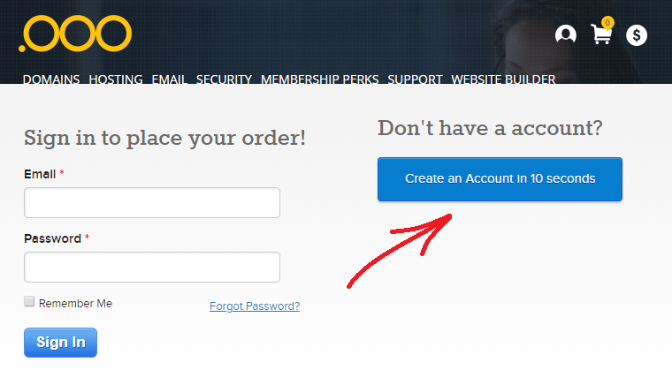 Anmeldeseite des Registrars