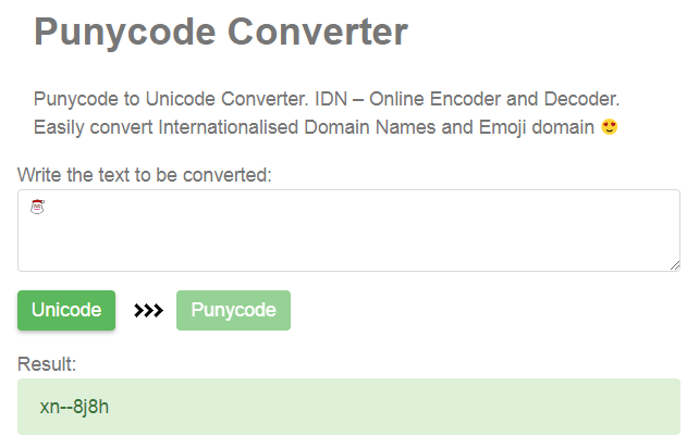 Ein Emoji wird in Punycode umgewandelt