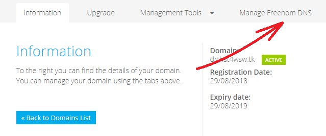 Der Bereich für die DNS-Verwaltung